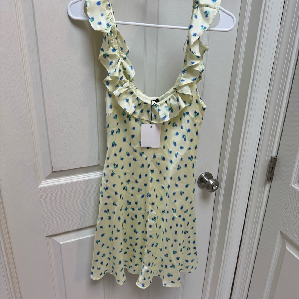 Zara Light Yellow Dress with Blue Accents